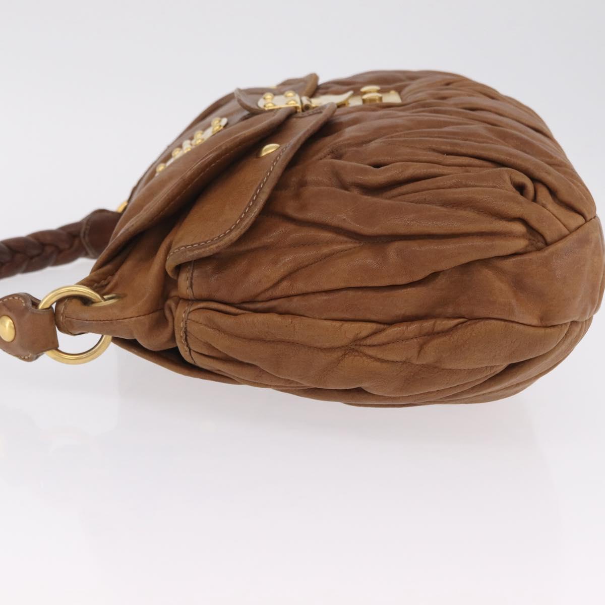 Miu Miu Hand Bag Leather Brown Gold Auth 212451