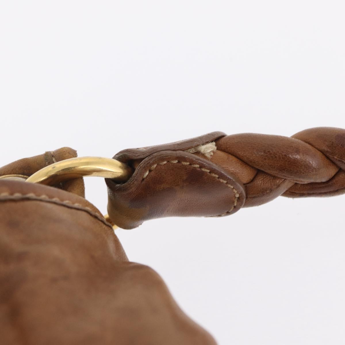 Miu Miu Hand Bag Leather Brown Gold Auth 212451