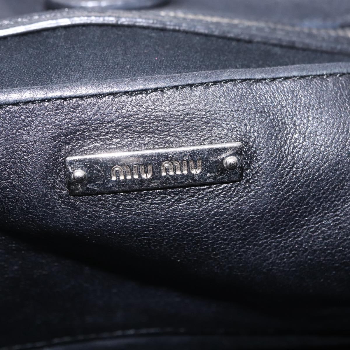 Miu Miu Matelasse Hand Bag Leather Black Silver Auth 212452
