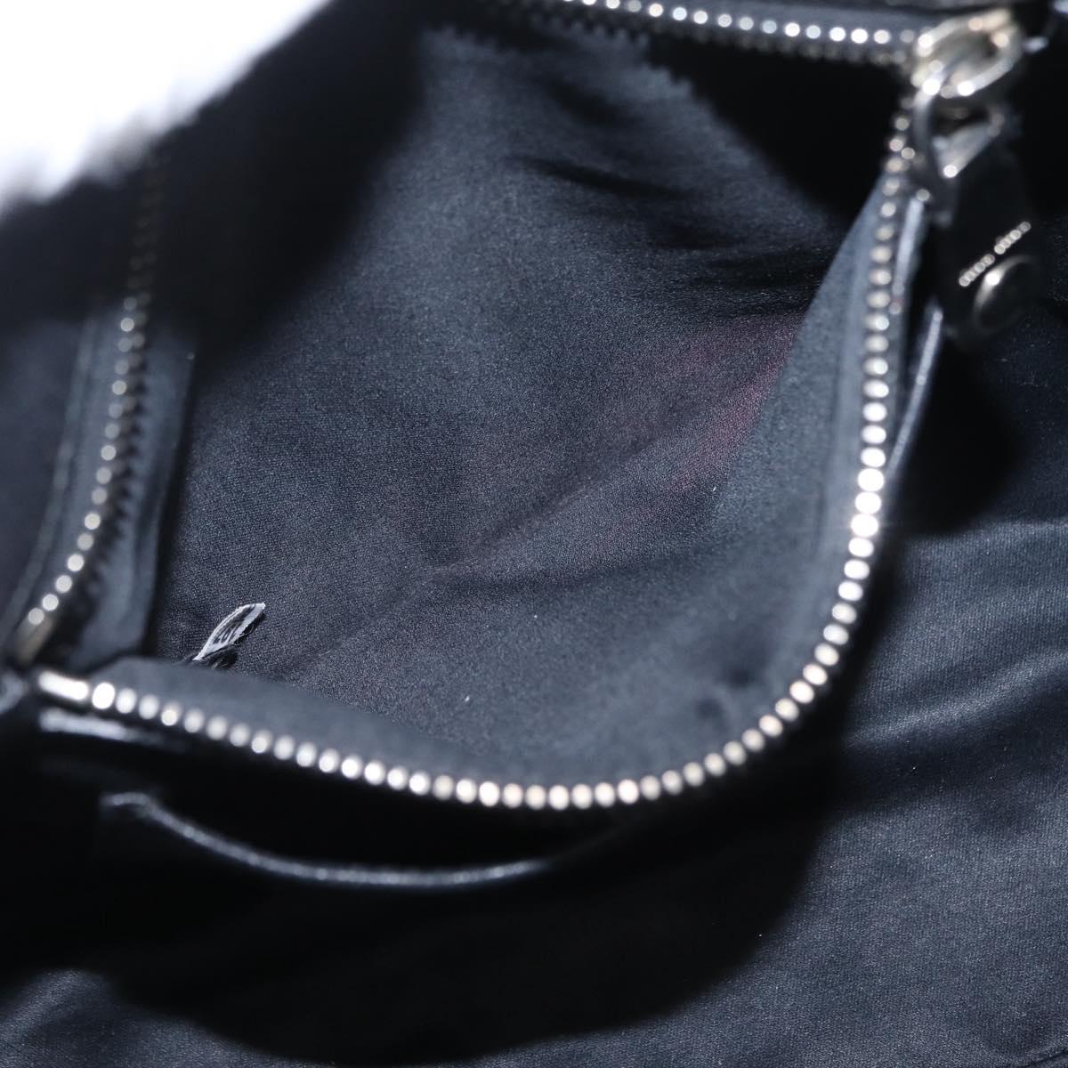 Miu Miu Matelasse Hand Bag Leather Black Silver Auth 212452