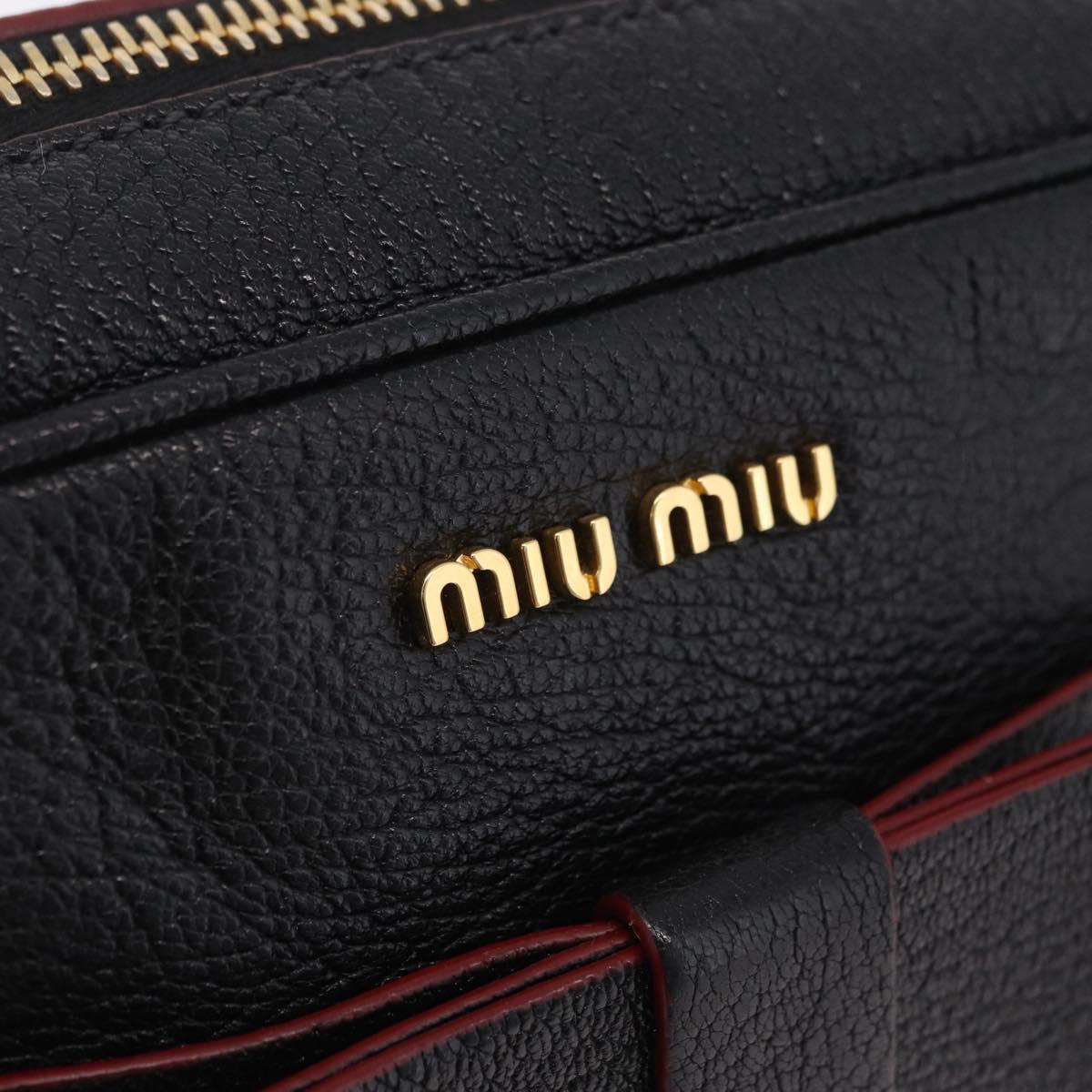 Miu Miu Shoulder Bag Leather Black Gold Auth 212453A