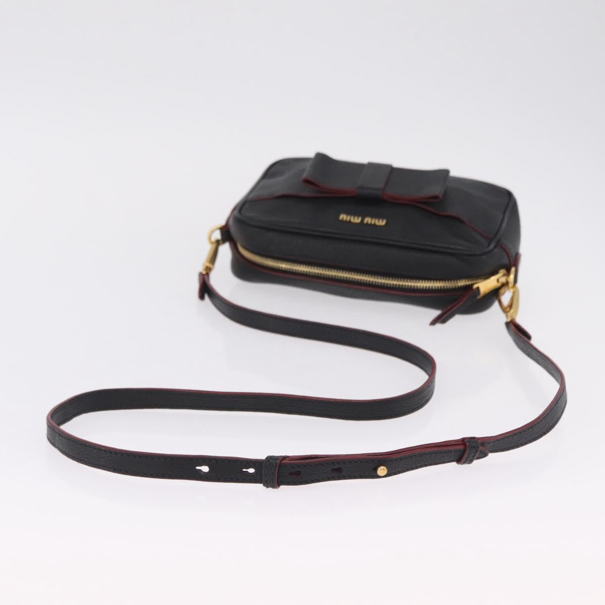 Miu Miu Shoulder Bag Leather Black Gold Auth 212453A