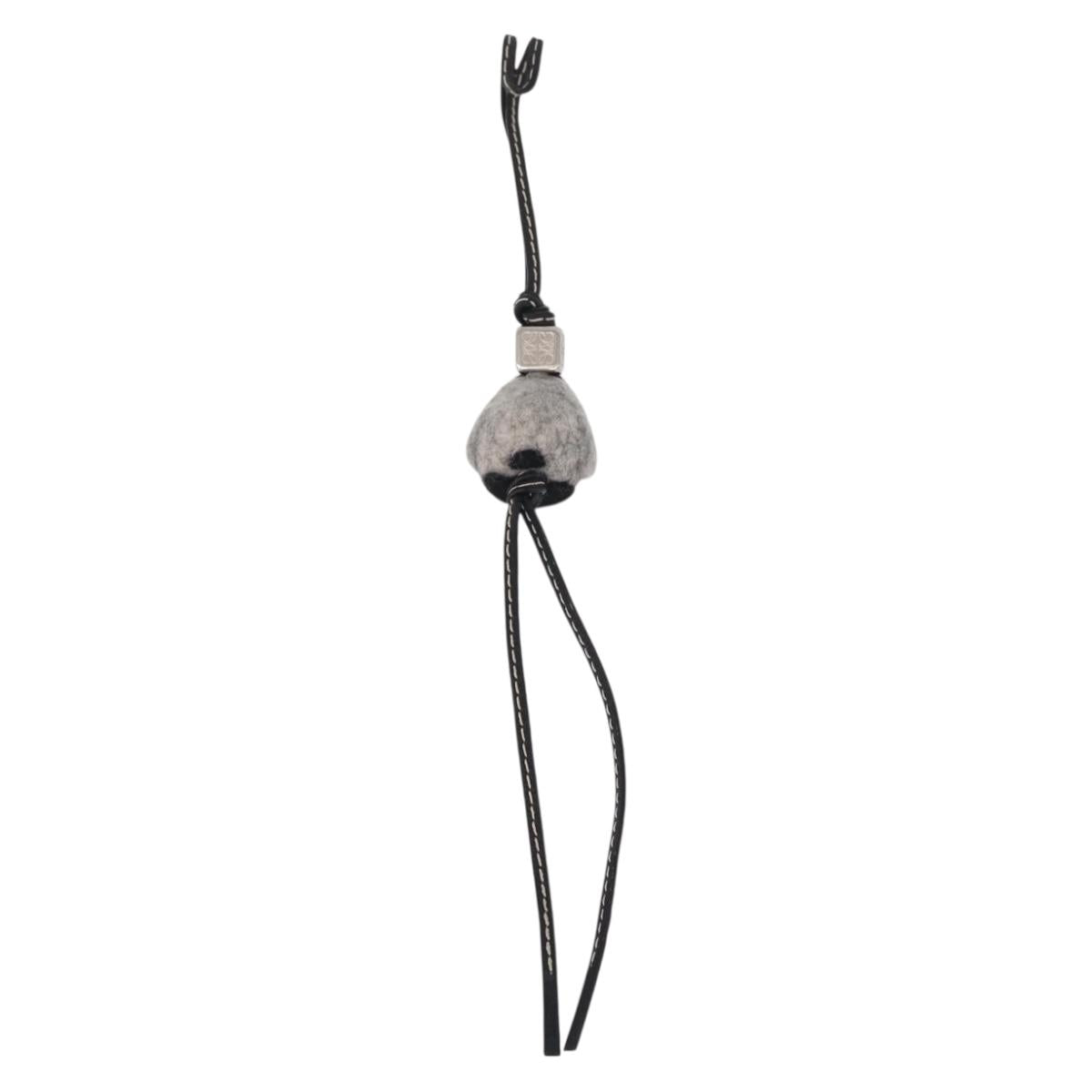 LOEWE Baby Penguin Bag Charm Felt Gray Silver Auth 212470M