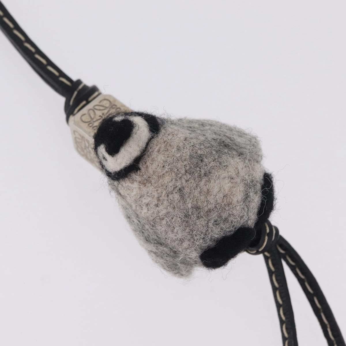 LOEWE Baby Penguin Bag Charm Felt Gray Silver Auth 212470M