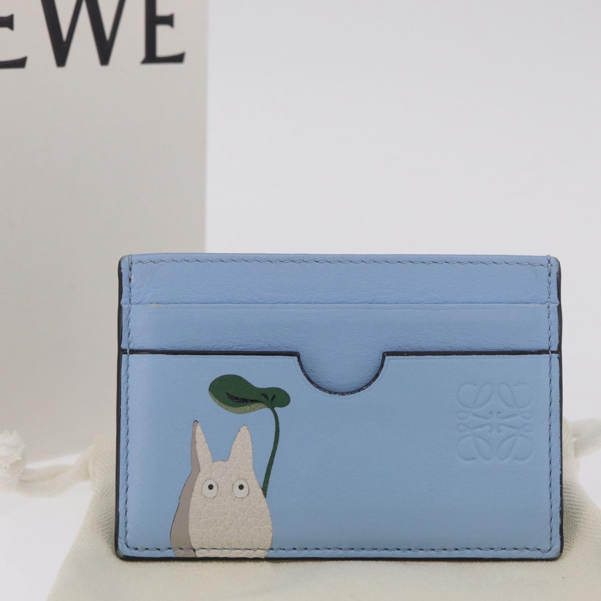 LOEWE x Studio Ghibli Little Totoro Card Case Leather Light Blue Auth 212472SAM
