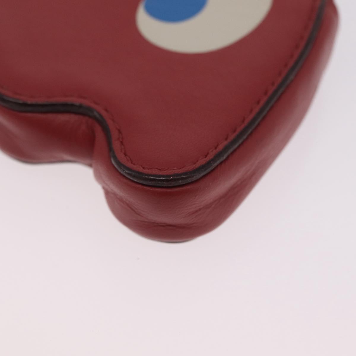 Coach x PAC MAN Coin Purse Leather Red Gold Auth 212473A