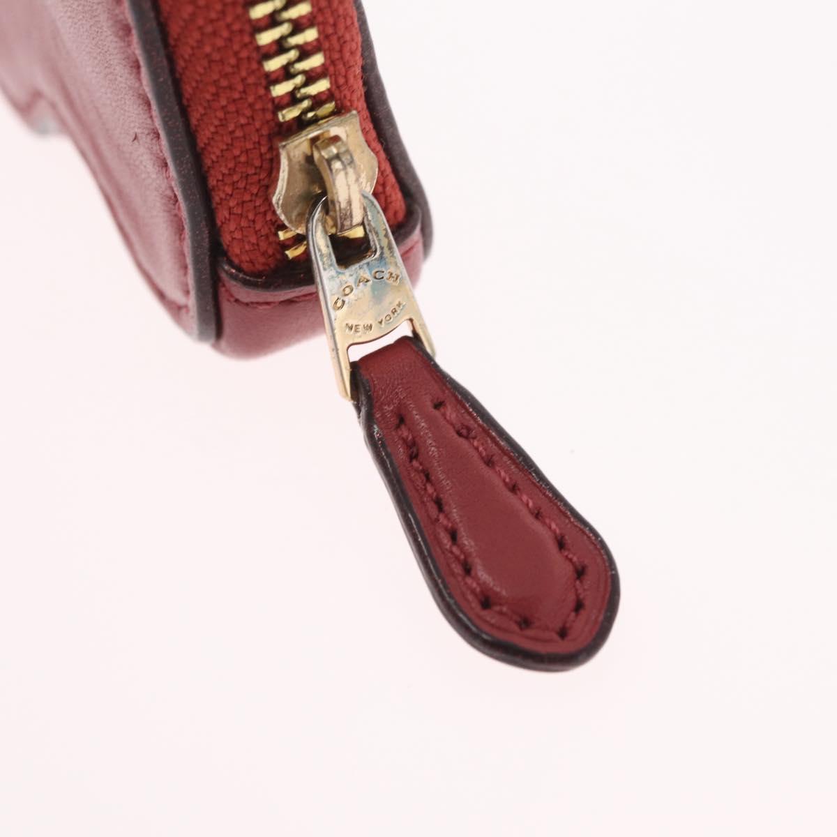Coach x PAC MAN Coin Purse Leather Red Gold Auth 212473A