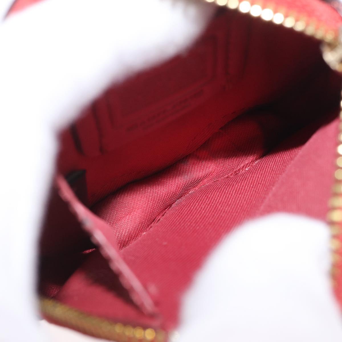 Coach x PAC MAN Coin Purse Leather Red Gold Auth 212473A