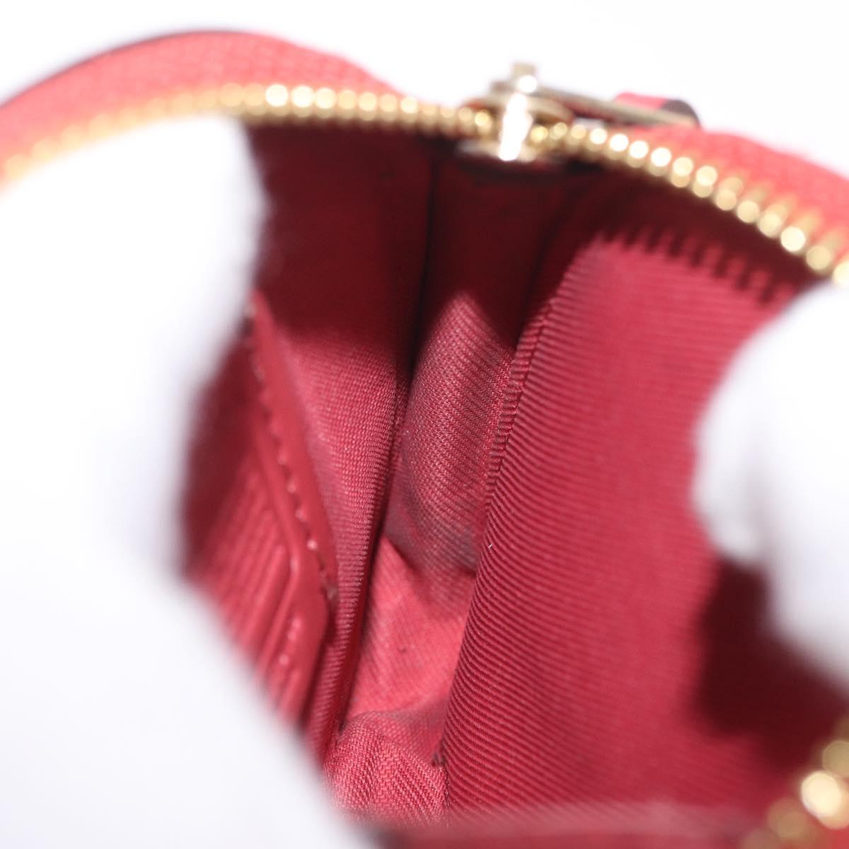 Coach x PAC MAN Coin Purse Leather Red Gold Auth 212473A
