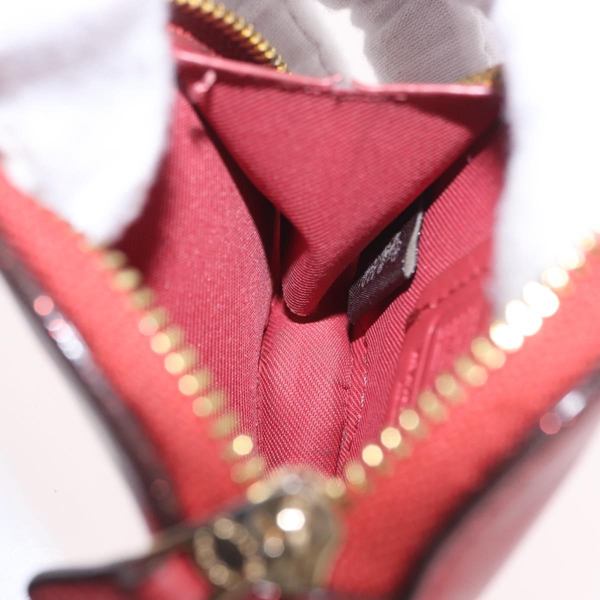 Coach x PAC MAN Coin Purse Leather Red Gold Auth 212473A