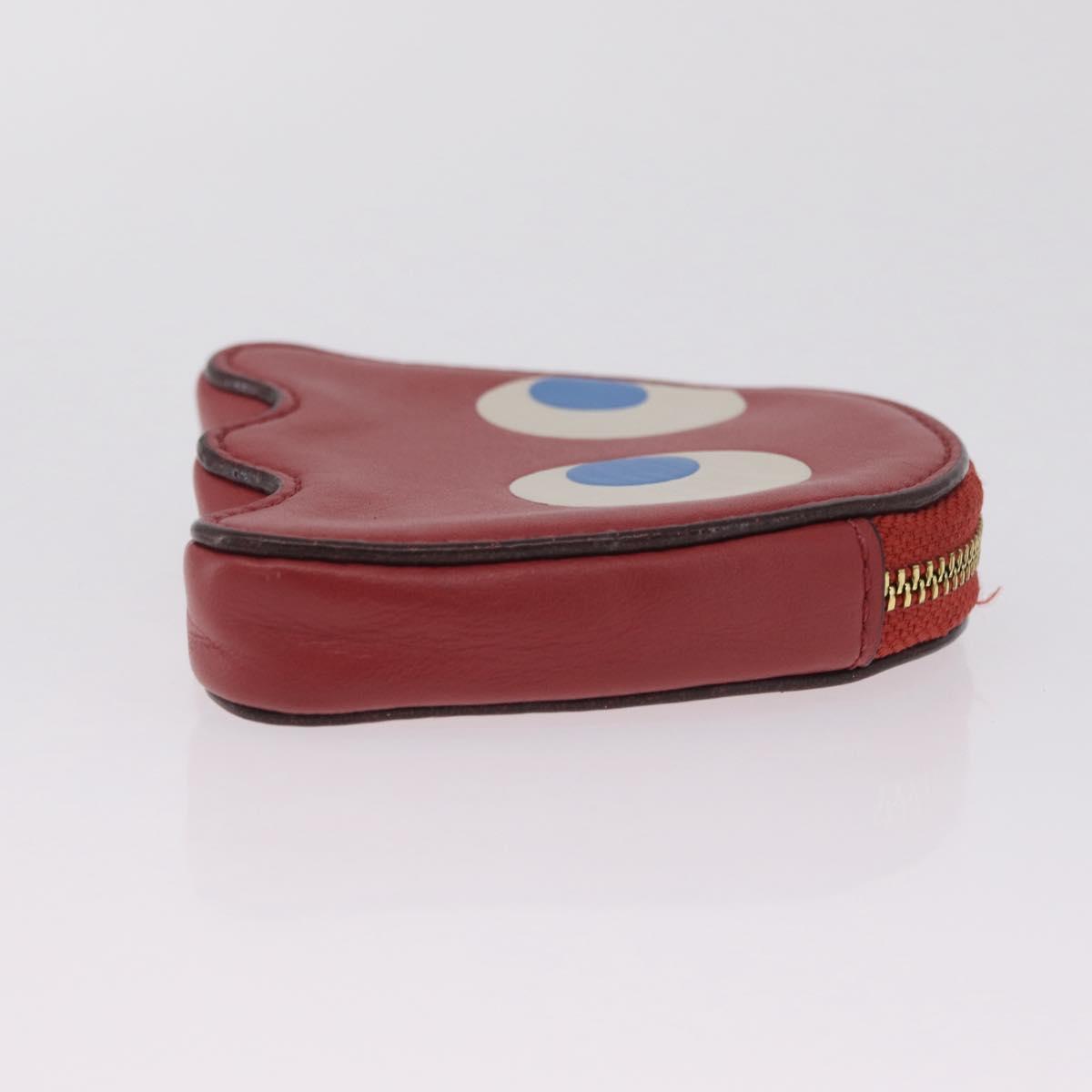 Coach x PAC MAN Coin Purse Leather Red Gold Auth 212473A