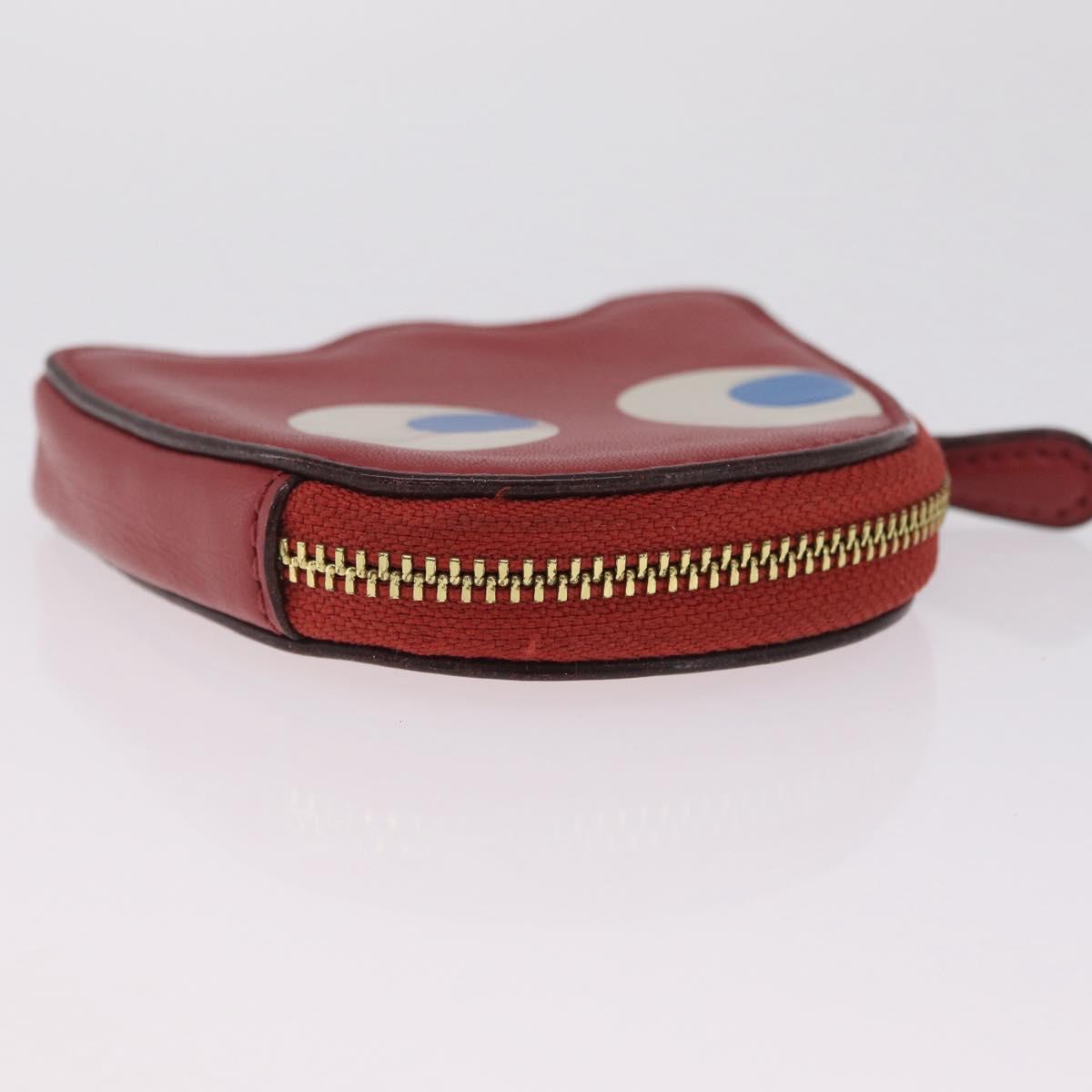 Coach x PAC MAN Coin Purse Leather Red Gold Auth 212473A