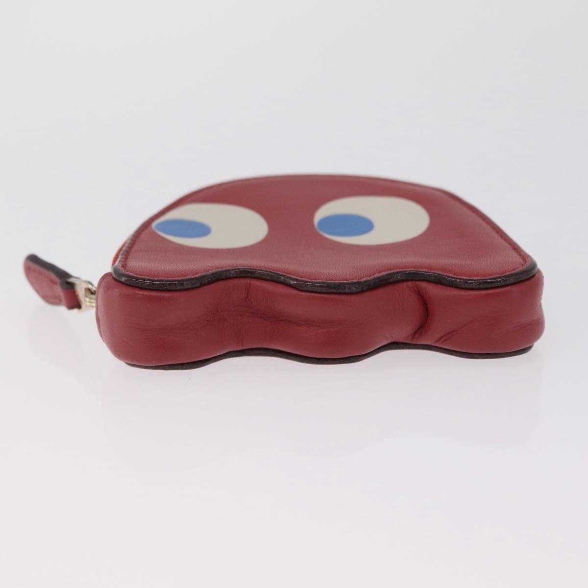 Coach x PAC MAN Coin Purse Leather Red Gold Auth 212473A