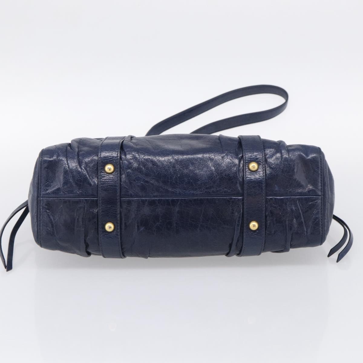 Miu Miu Hand Bag Leather 2way Navy Gold Auth 212475SAM