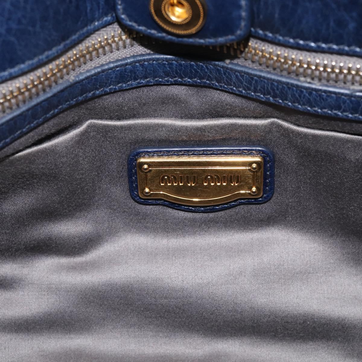 Miu Miu Hand Bag Leather 2way Navy Gold Auth 212475SAM