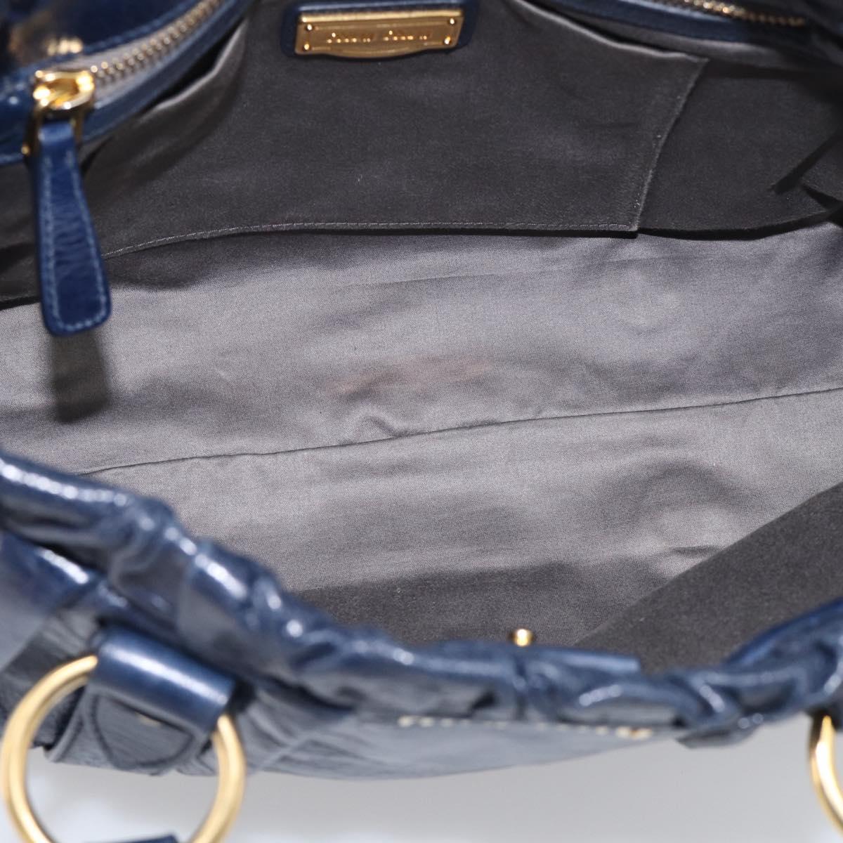 Miu Miu Hand Bag Leather 2way Navy Gold Auth 212475SAM