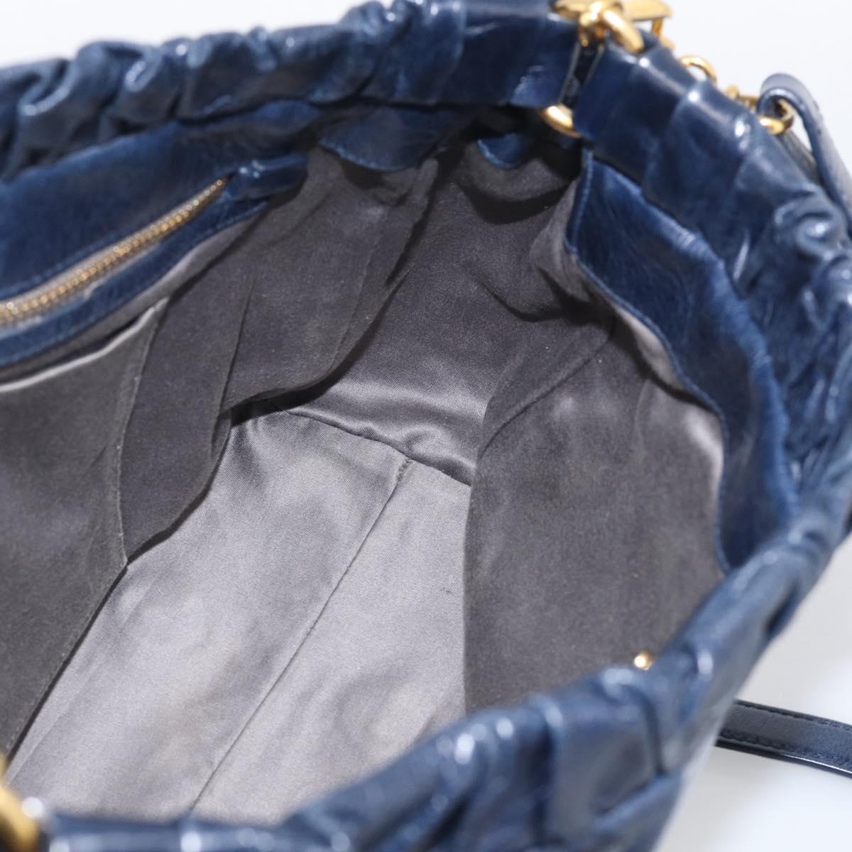 Miu Miu Hand Bag Leather 2way Navy Gold Auth 212475SAM