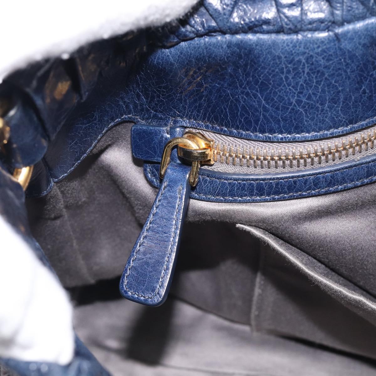 Miu Miu Hand Bag Leather 2way Navy Gold Auth 212475SAM