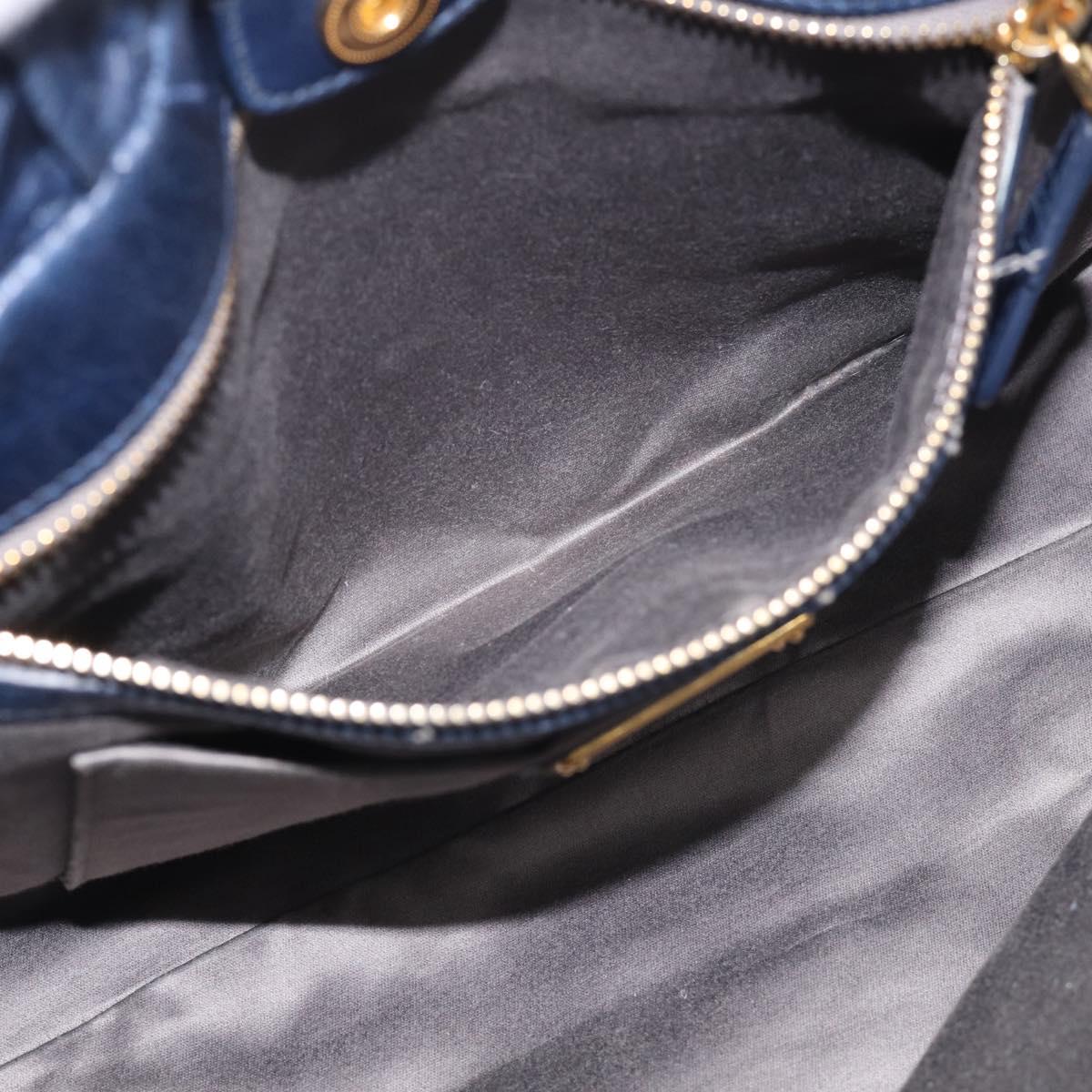 Miu Miu Hand Bag Leather 2way Navy Gold Auth 212475SAM
