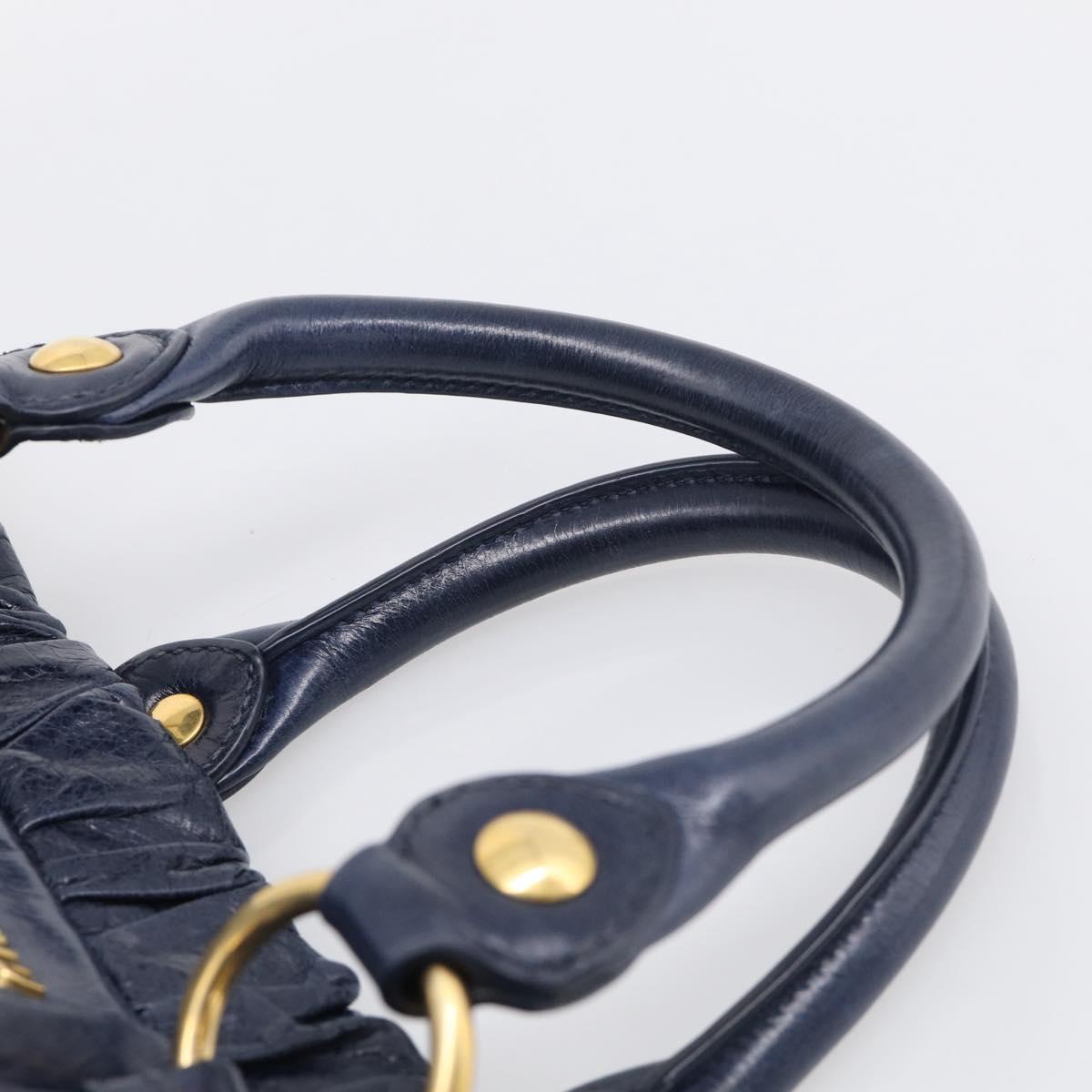 Miu Miu Hand Bag Leather 2way Navy Gold Auth 212475SAM