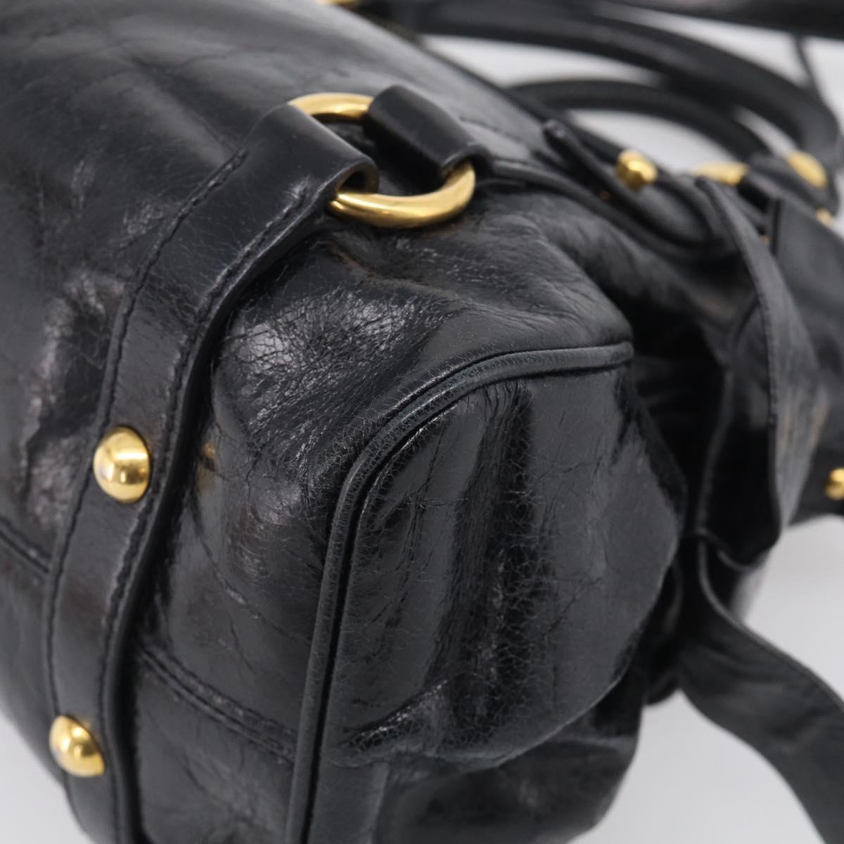 Miu Miu Hand Bag Leather 2way Black Gold Auth 212476SAM