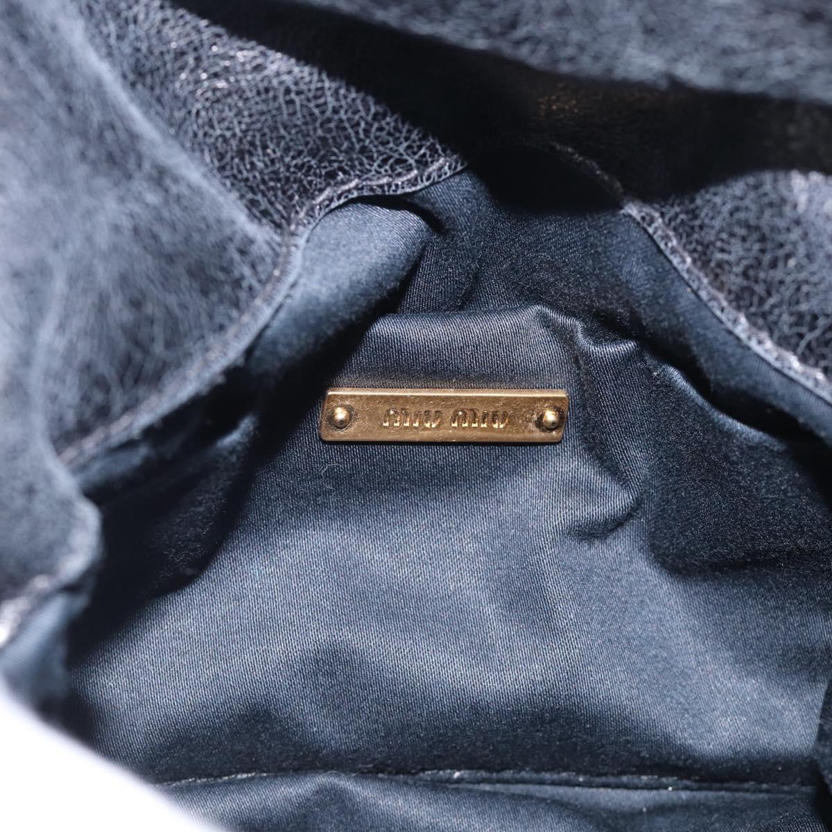 Miu Miu Hand Bag Leather 2way Black Gold Auth 212476SAM