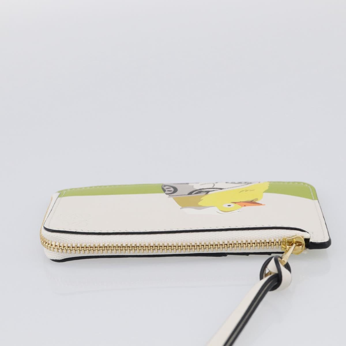 LOEWE x Studio Ghibli Mr. Otori Coin Purse Leather Beige Gold Auth 212486SAM