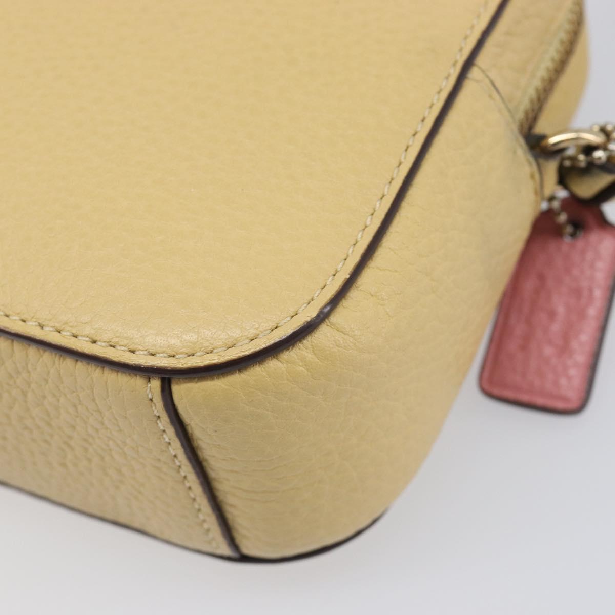 Coach ×Disney Belle Mini Camera Shoulder Bag Leather Yellow Gold Auth 212491M