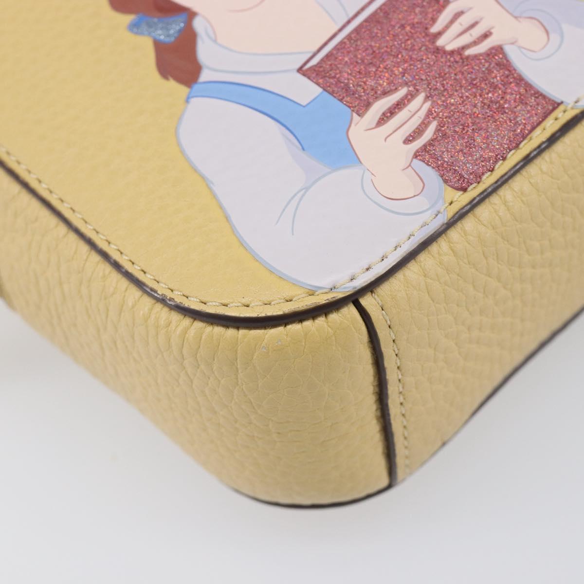 Coach ×Disney Belle Mini Camera Shoulder Bag Leather Yellow Gold Auth 212491M