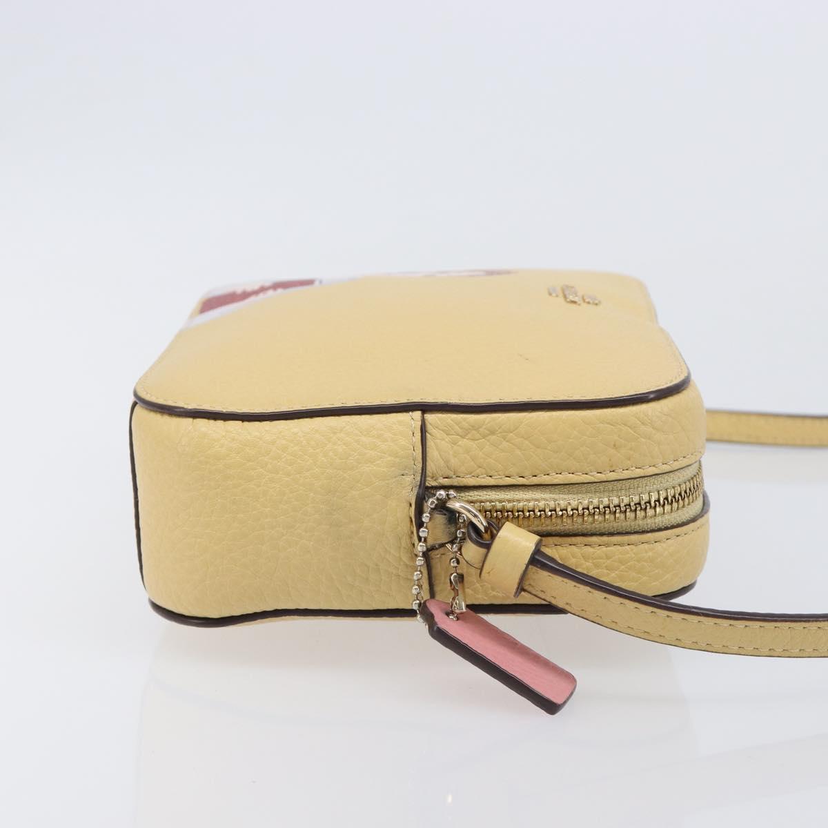 Coach ×Disney Belle Mini Camera Shoulder Bag Leather Yellow Gold Auth 212491M