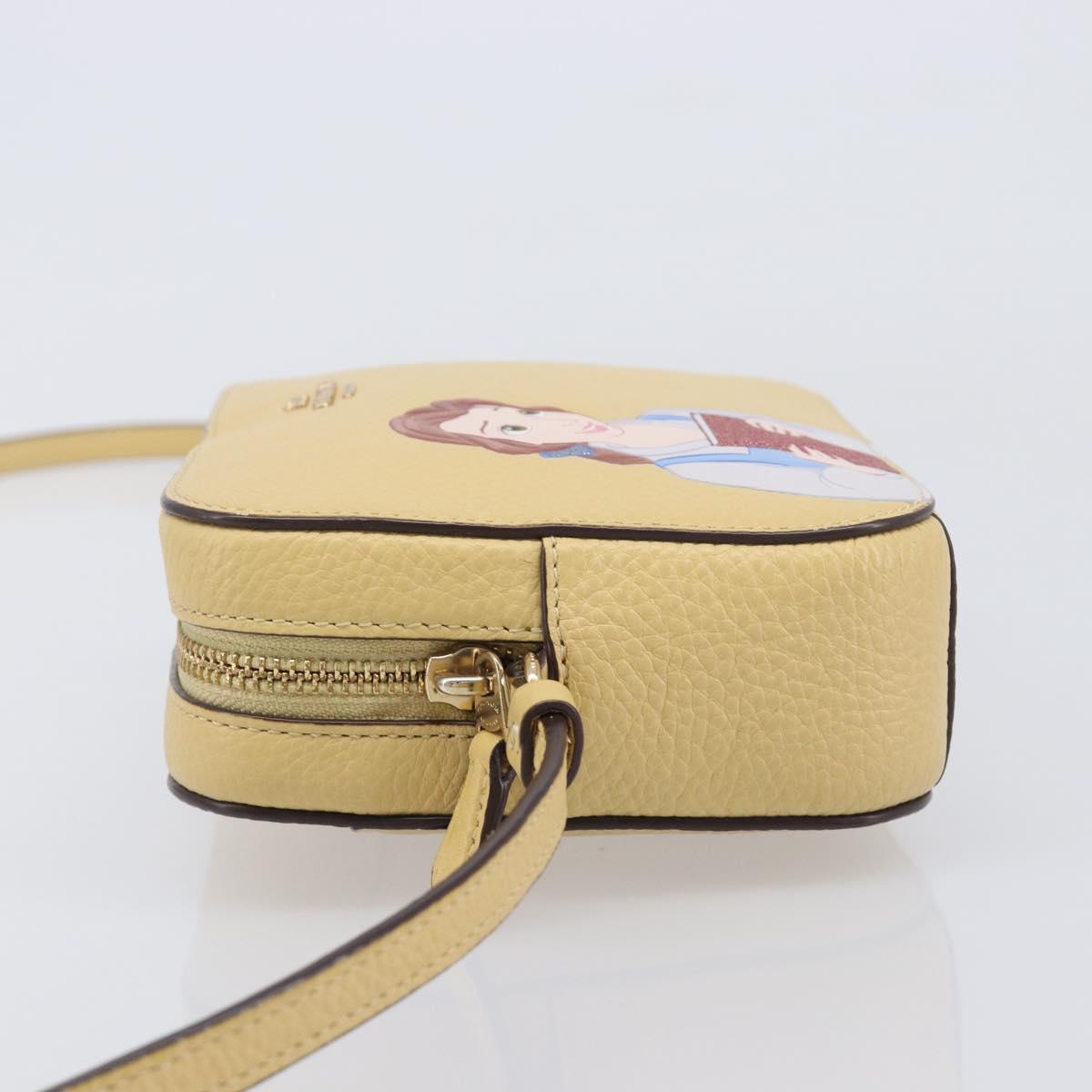 Coach ×Disney Belle Mini Camera Shoulder Bag Leather Yellow Gold Auth 212491M