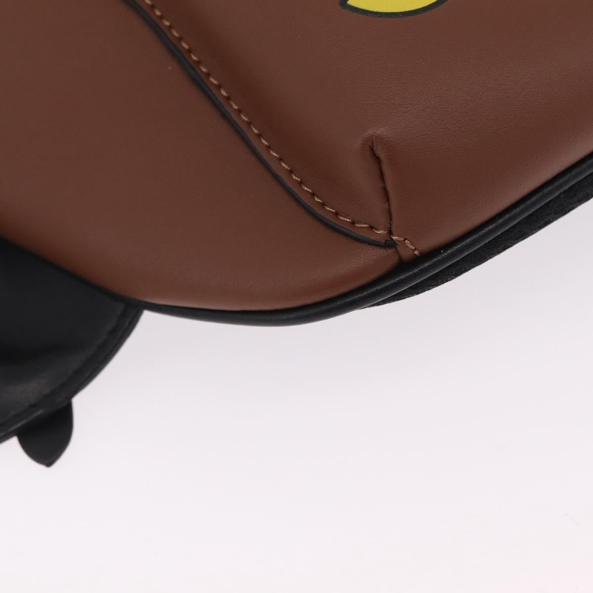 Coach x PAC MAN Waist Bag Leather Brown Silver Auth 212493M