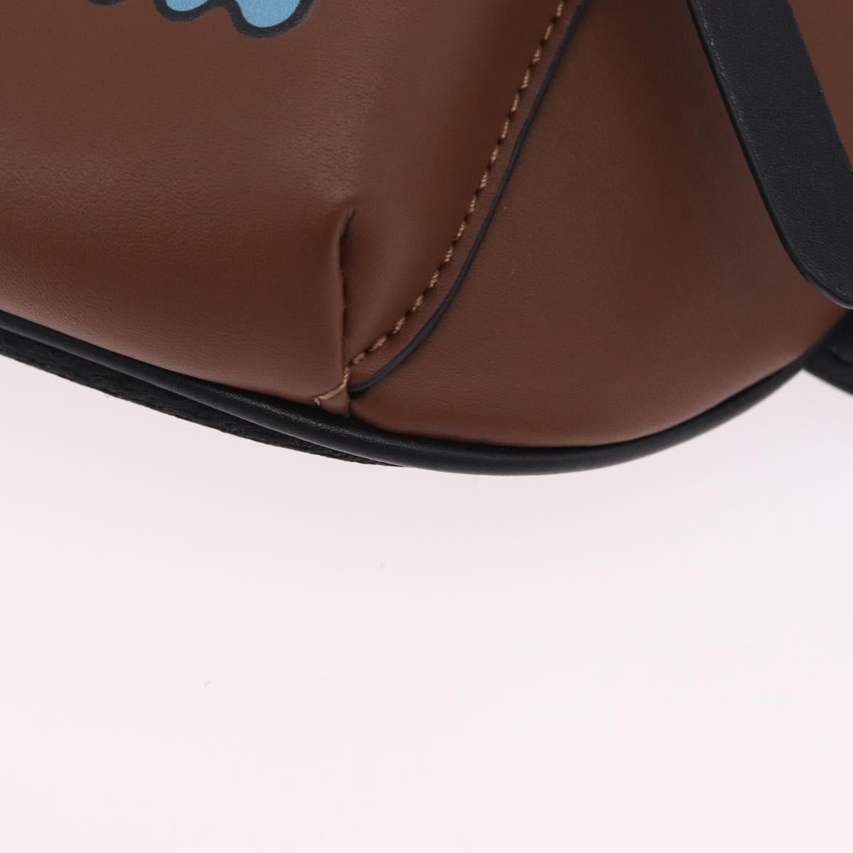 Coach x PAC MAN Waist Bag Leather Brown Silver Auth 212493M