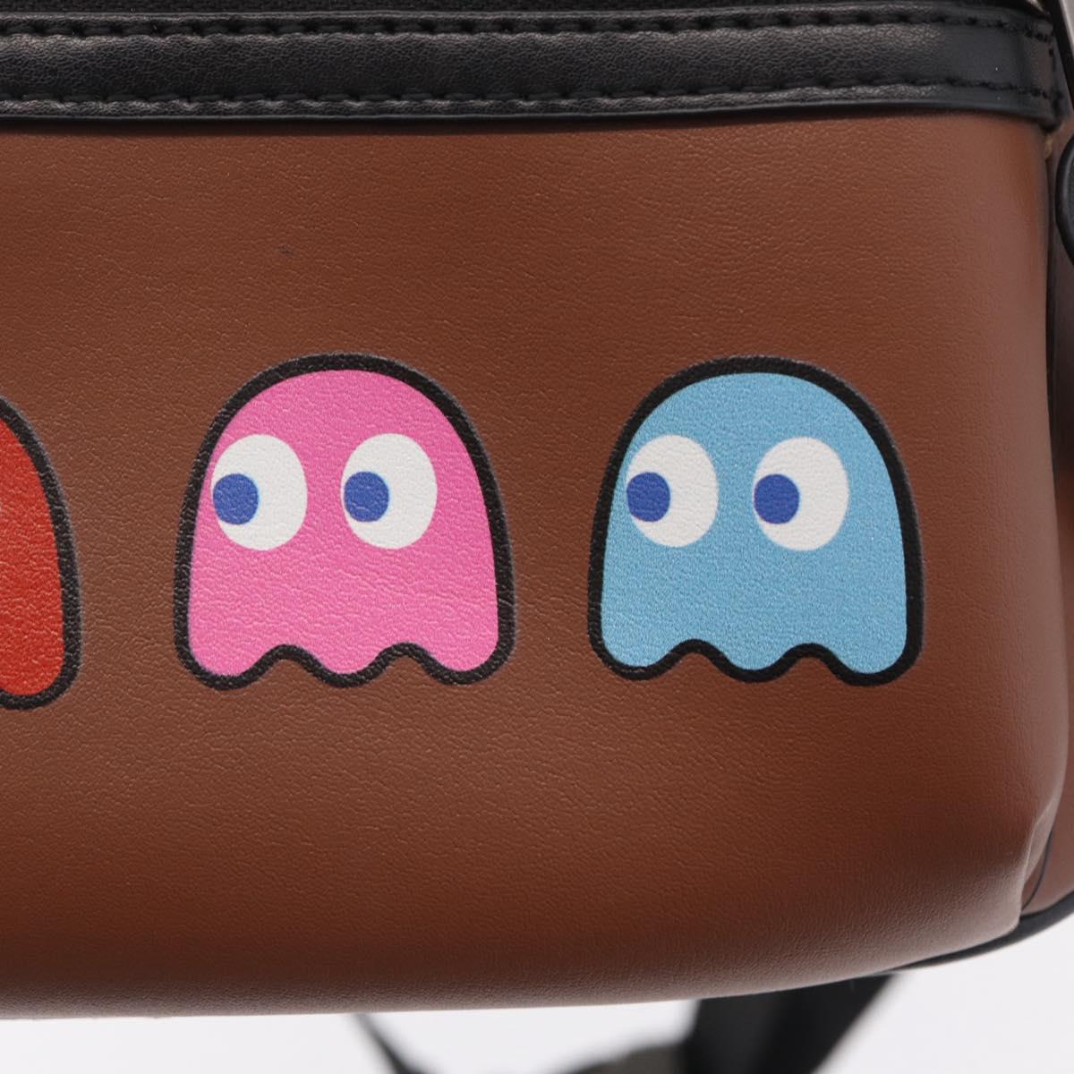 Coach x PAC MAN Waist Bag Leather Brown Silver Auth 212493M