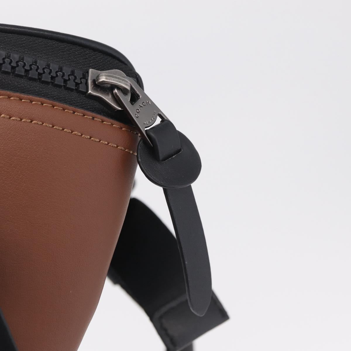 Coach x PAC MAN Waist Bag Leather Brown Silver Auth 212493M