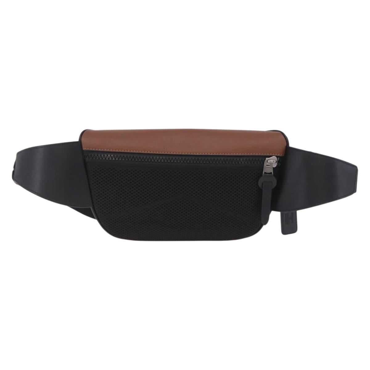 Coach x PAC MAN Waist Bag Leather Brown Silver Auth 212493M