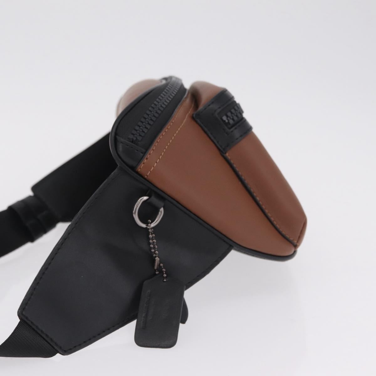 Coach x PAC MAN Waist Bag Leather Brown Silver Auth 212493M