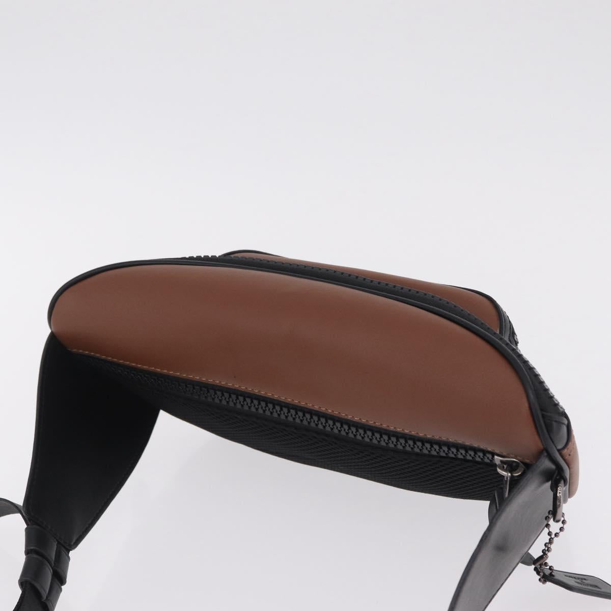Coach x PAC MAN Waist Bag Leather Brown Silver Auth 212493M