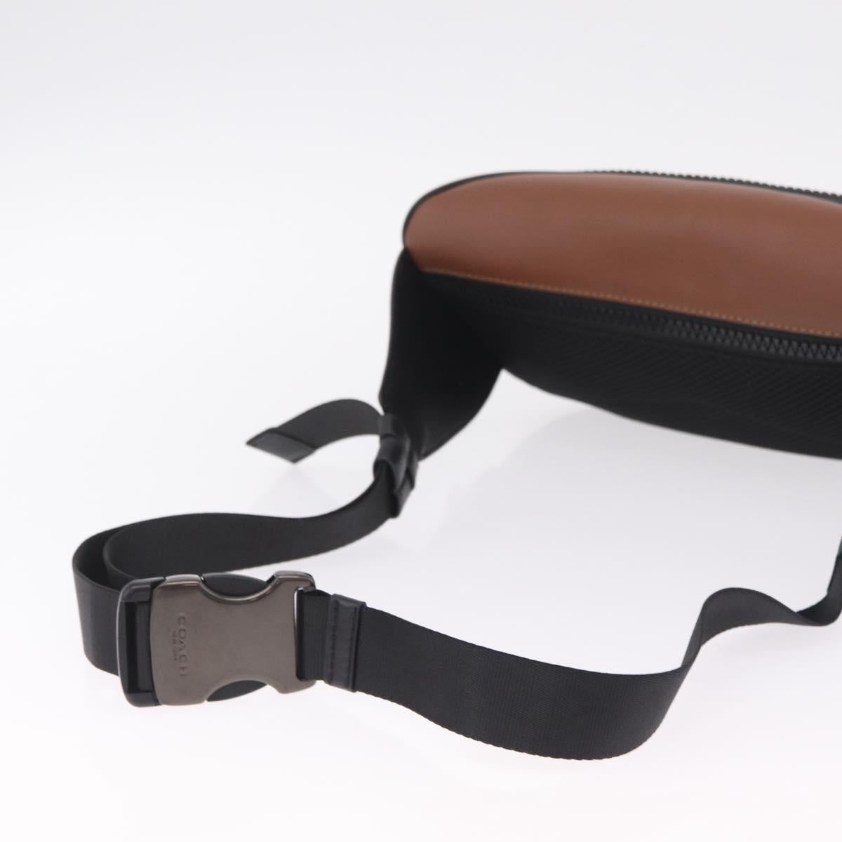 Coach x PAC MAN Waist Bag Leather Brown Silver Auth 212493M