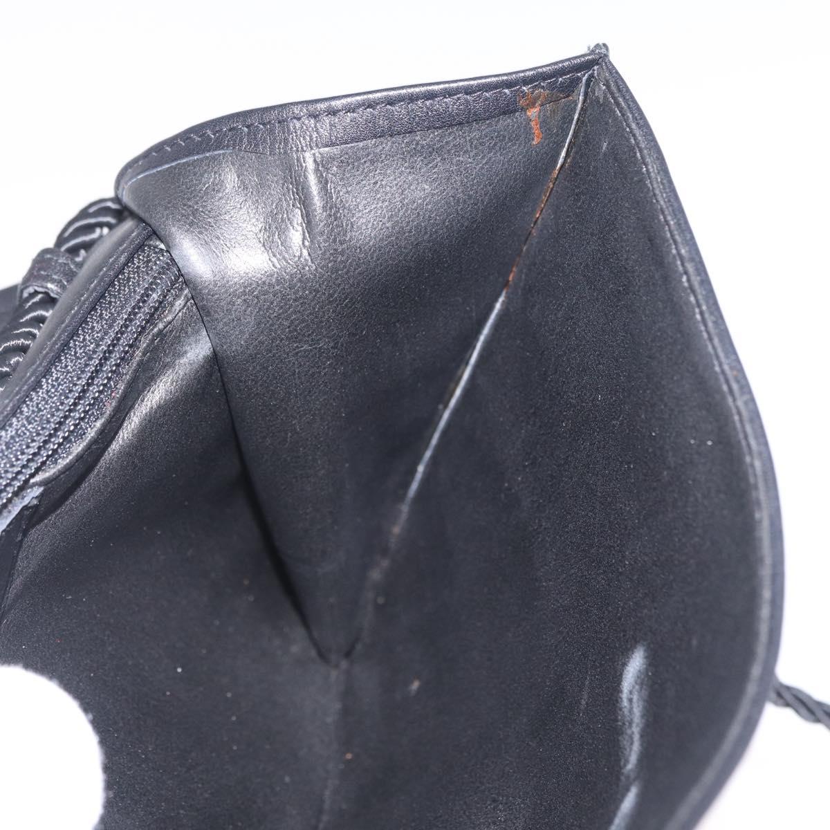 FENDI Shoulder Bag Leather Black Gold Auth 212495A
