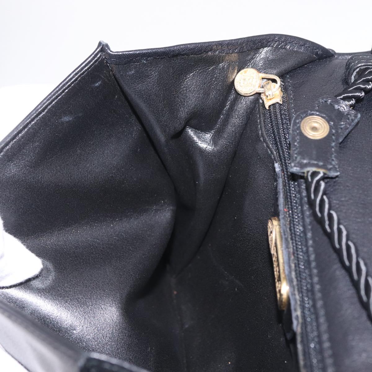 FENDI Shoulder Bag Leather Black Gold Auth 212495A