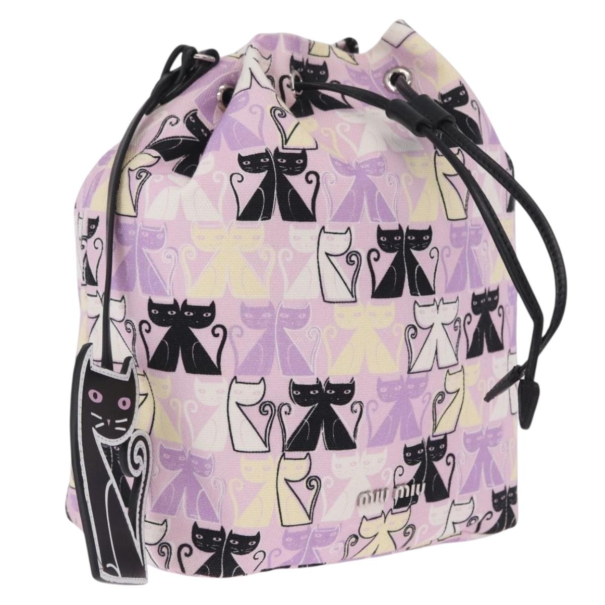 Miu Miu Pouch Canvas Pink Silver Auth 212496A