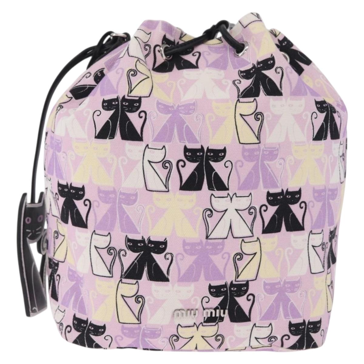 Miu Miu Pouch Canvas Pink Silver Auth 212496A