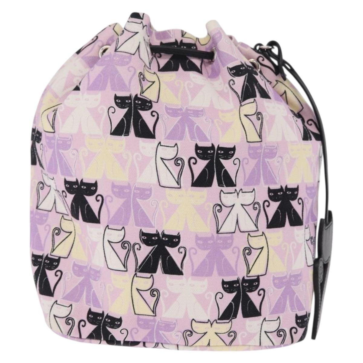 Miu Miu Pouch Canvas Pink Silver Auth 212496A
