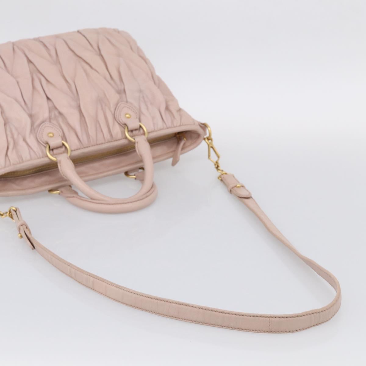 Miu Miu Matelasse Hand Bag Leather 2way Pink Gold Auth 212497A