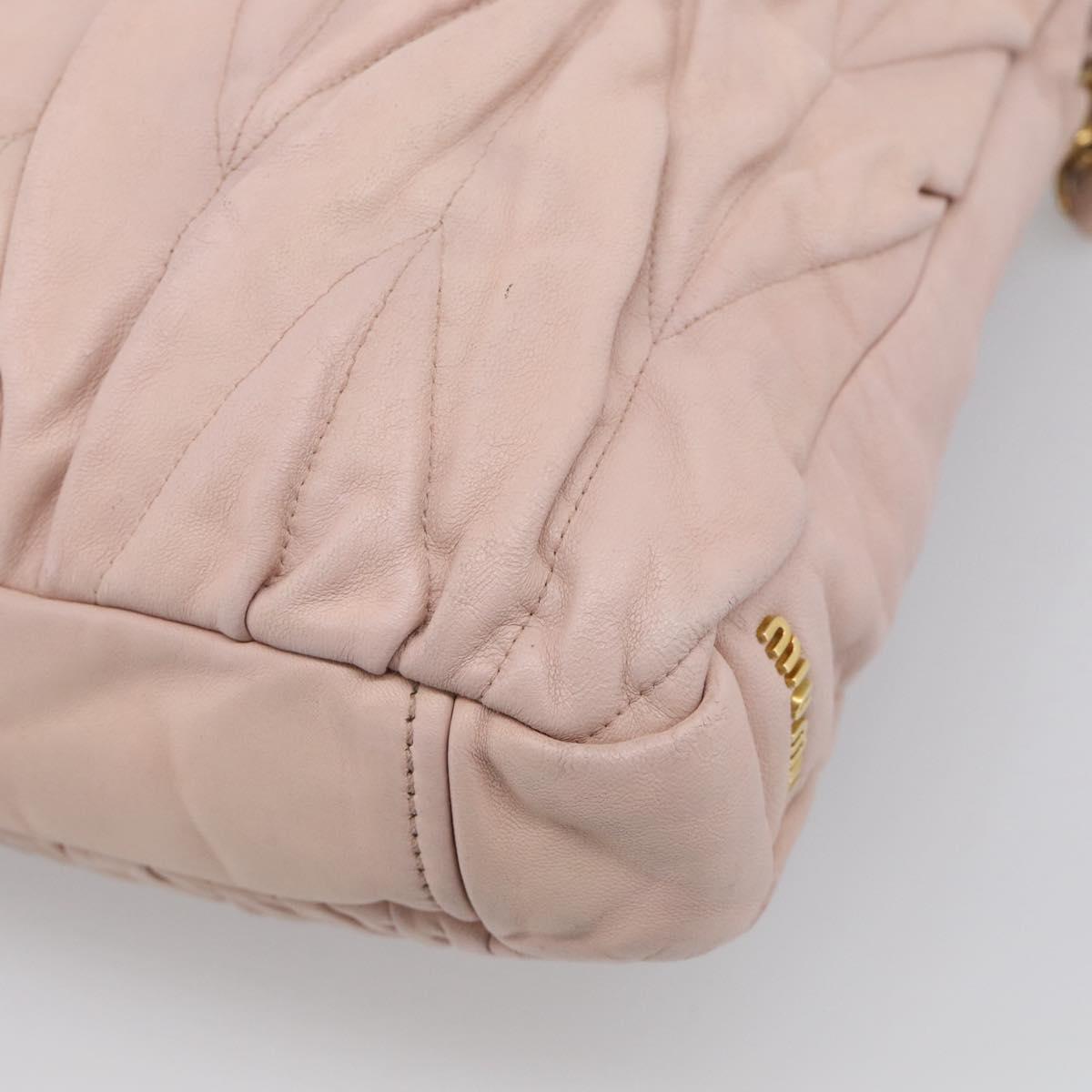 Miu Miu Matelasse Hand Bag Leather 2way Pink Gold Auth 212497A