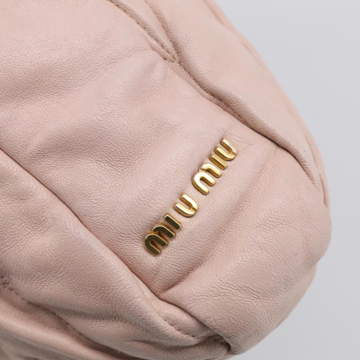 Miu Miu Matelasse Hand Bag Leather 2way Pink Gold Auth 212497A