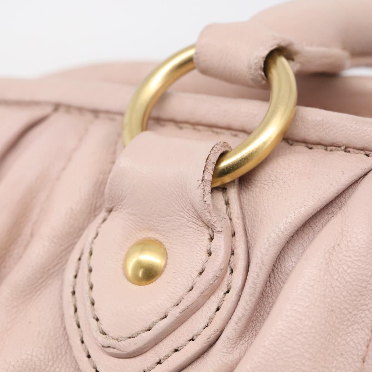 Miu Miu Matelasse Hand Bag Leather 2way Pink Gold Auth 212497A