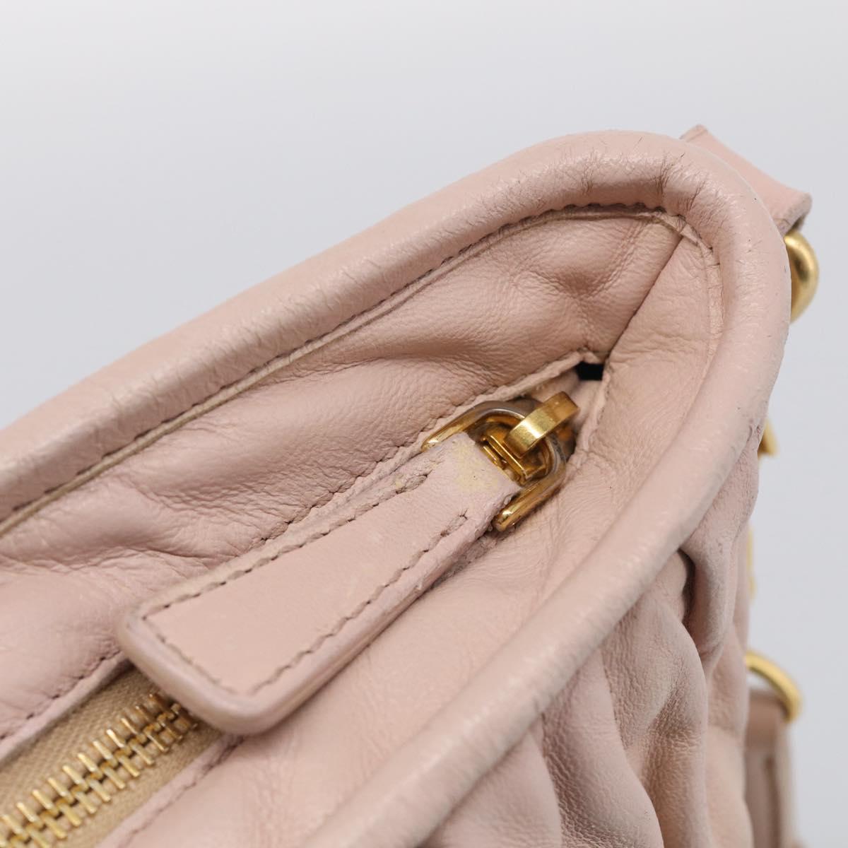 Miu Miu Matelasse Hand Bag Leather 2way Pink Gold Auth 212497A