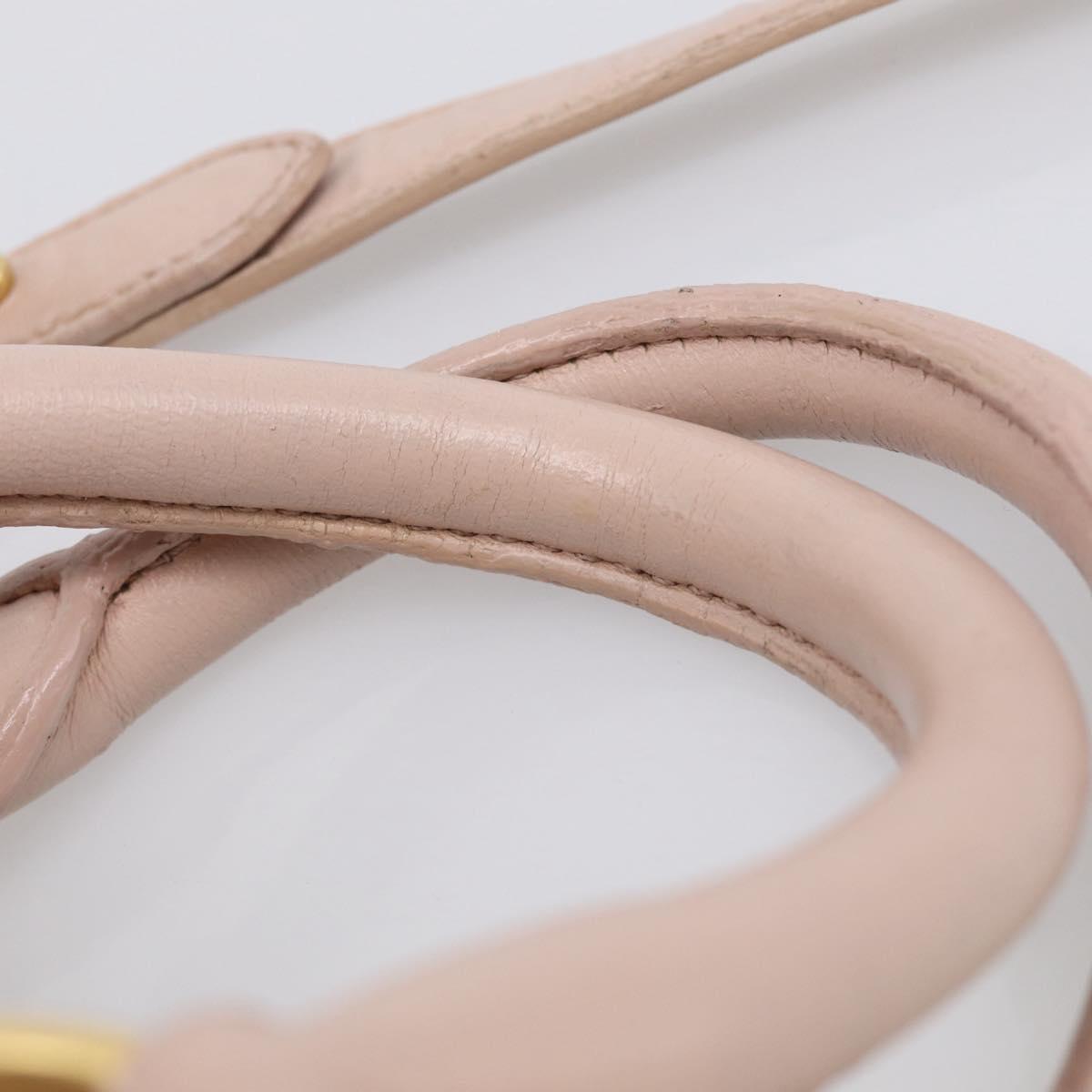 Miu Miu Matelasse Hand Bag Leather 2way Pink Gold Auth 212497A